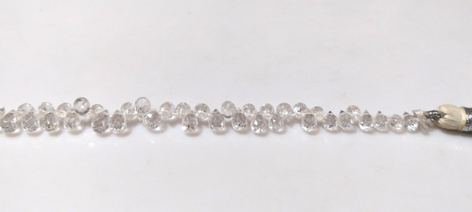 Natural White Zirconia Teardrop 4×5-4x6mm Faceted Loose Gemstone Beads 4″inch