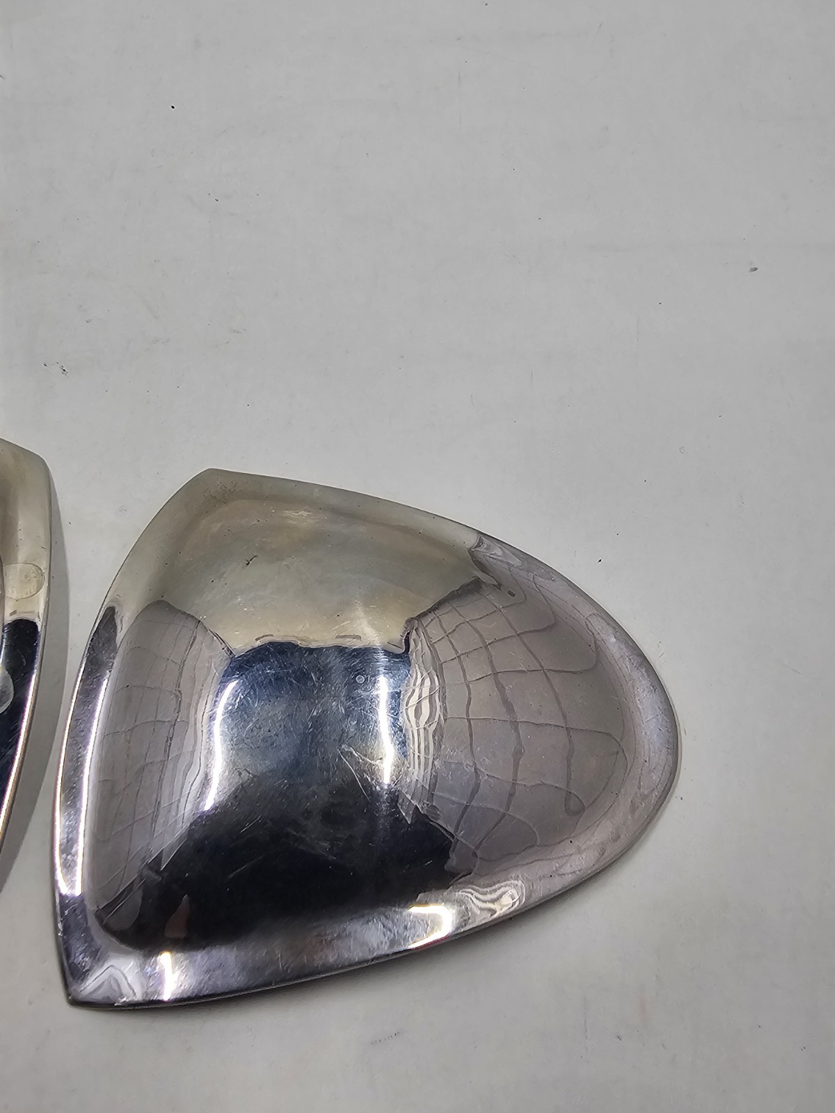 Audrey Schenk Signed Modernist Pewter Ashtray Set 3pc MCM