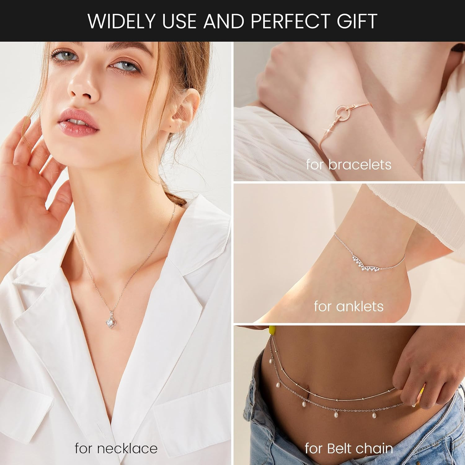 3 Pcs Necklace Extenders for Women, 2″ 4″ 6″ 18K Gold Plated Chain Extenders for