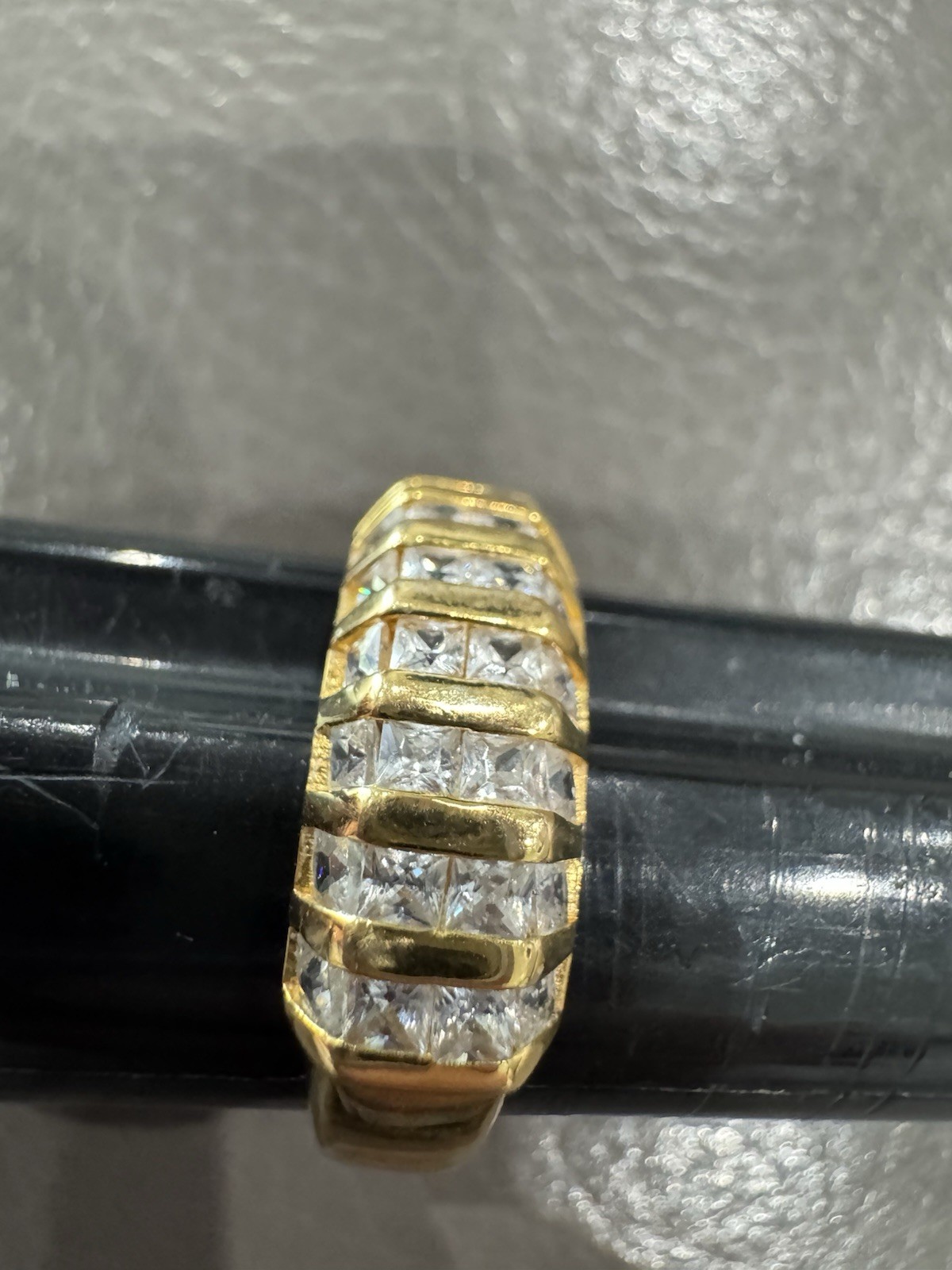 Gold Plated Sterling 925 CZ channel Set PMJ ring band Sz 9 Men’s / Women’s