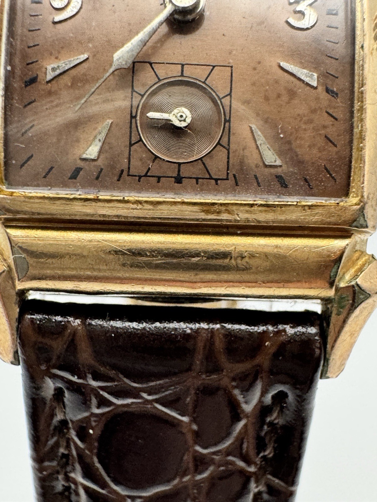 BULOVA Squadron 8AE HOODED LUG 14KT RoseGOLD FILLED 1940’S WATCH 17 JEWELS