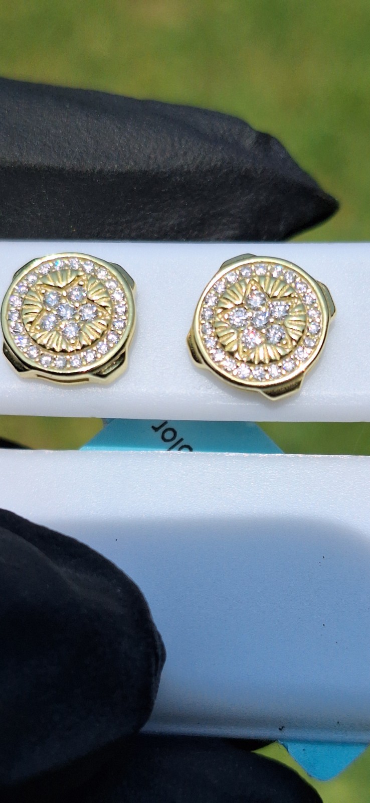 Real Moissanite Stud Earrings 925 Sterling Silver Iced Out Cluster Screwback Men