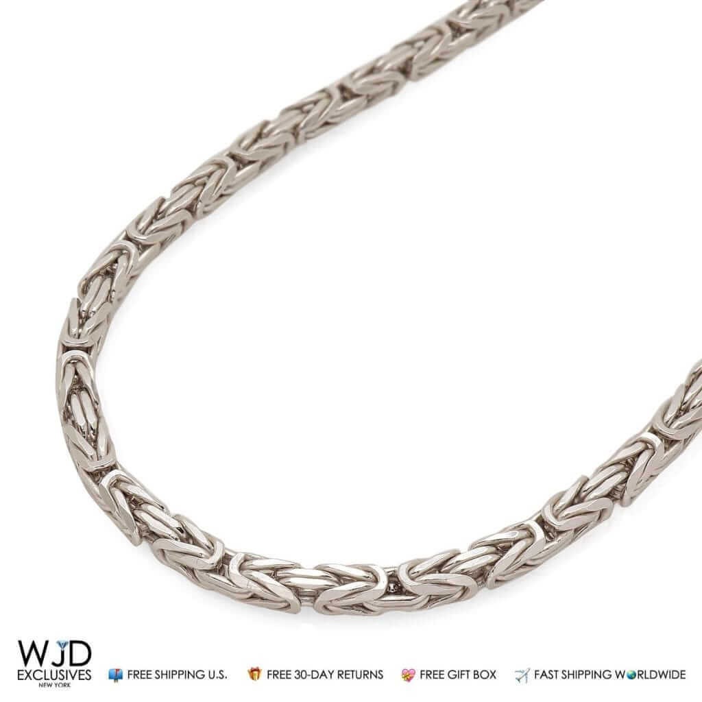925 Italy Sterling Silver 3.5mm Boxed Byzantine Chain (Solid Links) 30″