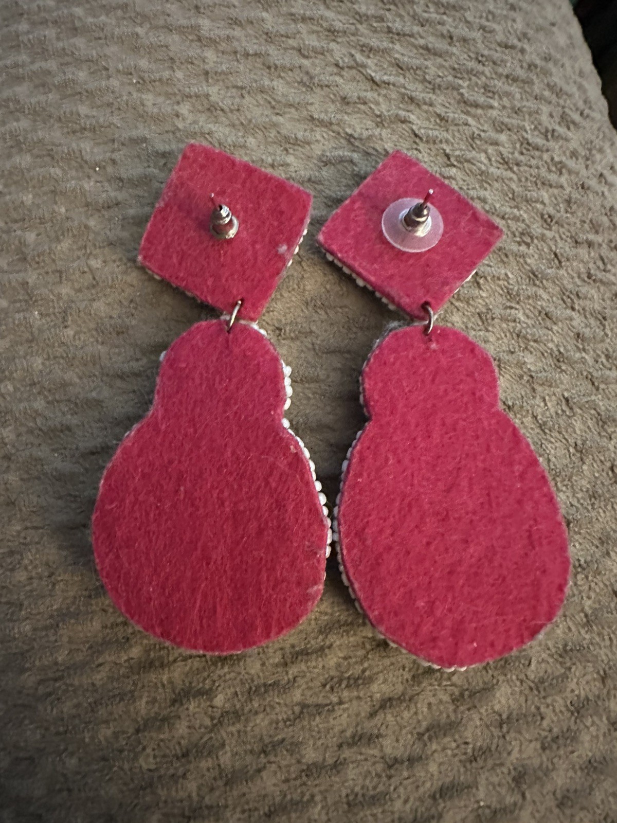 Kay Lee Statement Earrings Beaded Boho Dangling Felt Back Multicolor 3.25”