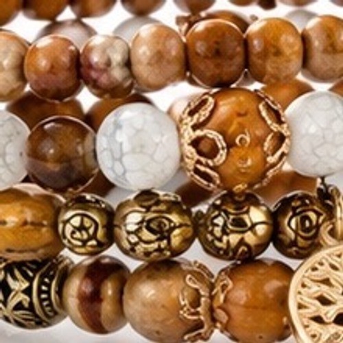 Tree of Life Stretch Bracelet 4-Set Earth Tone Wood & Stone Nature Spiritual