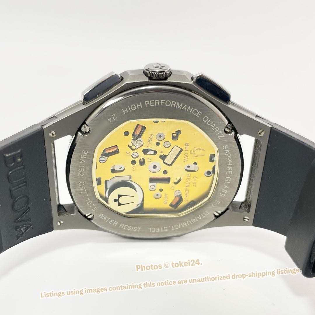 BULOVA Curv Chronograph 98A162 Black Dial Titanium Quartz with Box