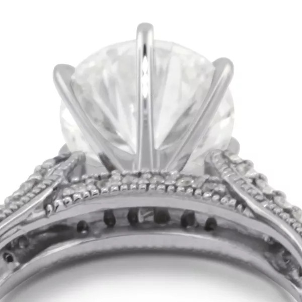 Side Stone Engagement Ring Solid 14K Gold 1.90 CT Round Lab-Grown Diamond D VS1