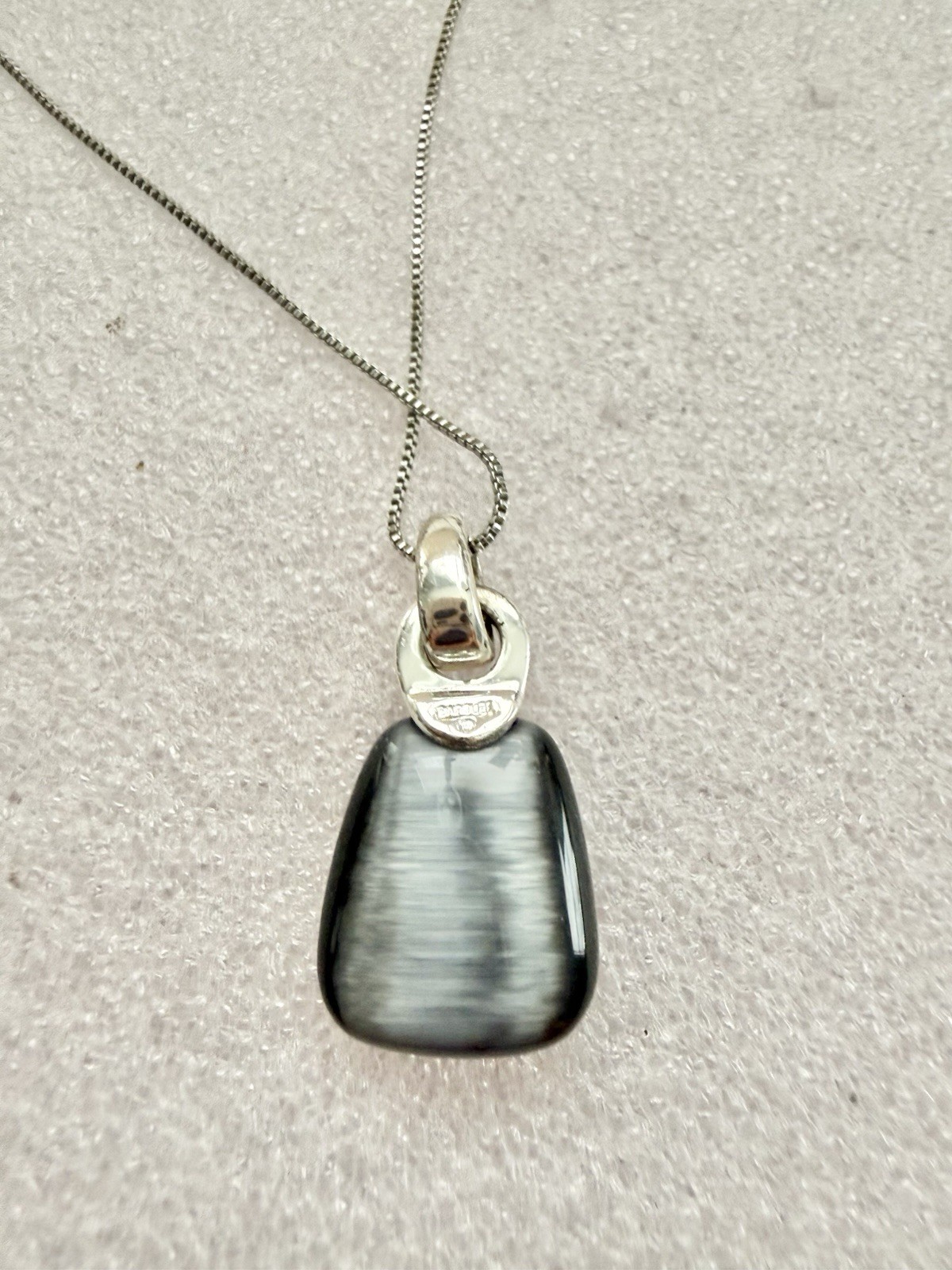 CAROLEE Silver Tone & Black Moonstone 1.25” Pendant 18-20” Box Chain Necklace