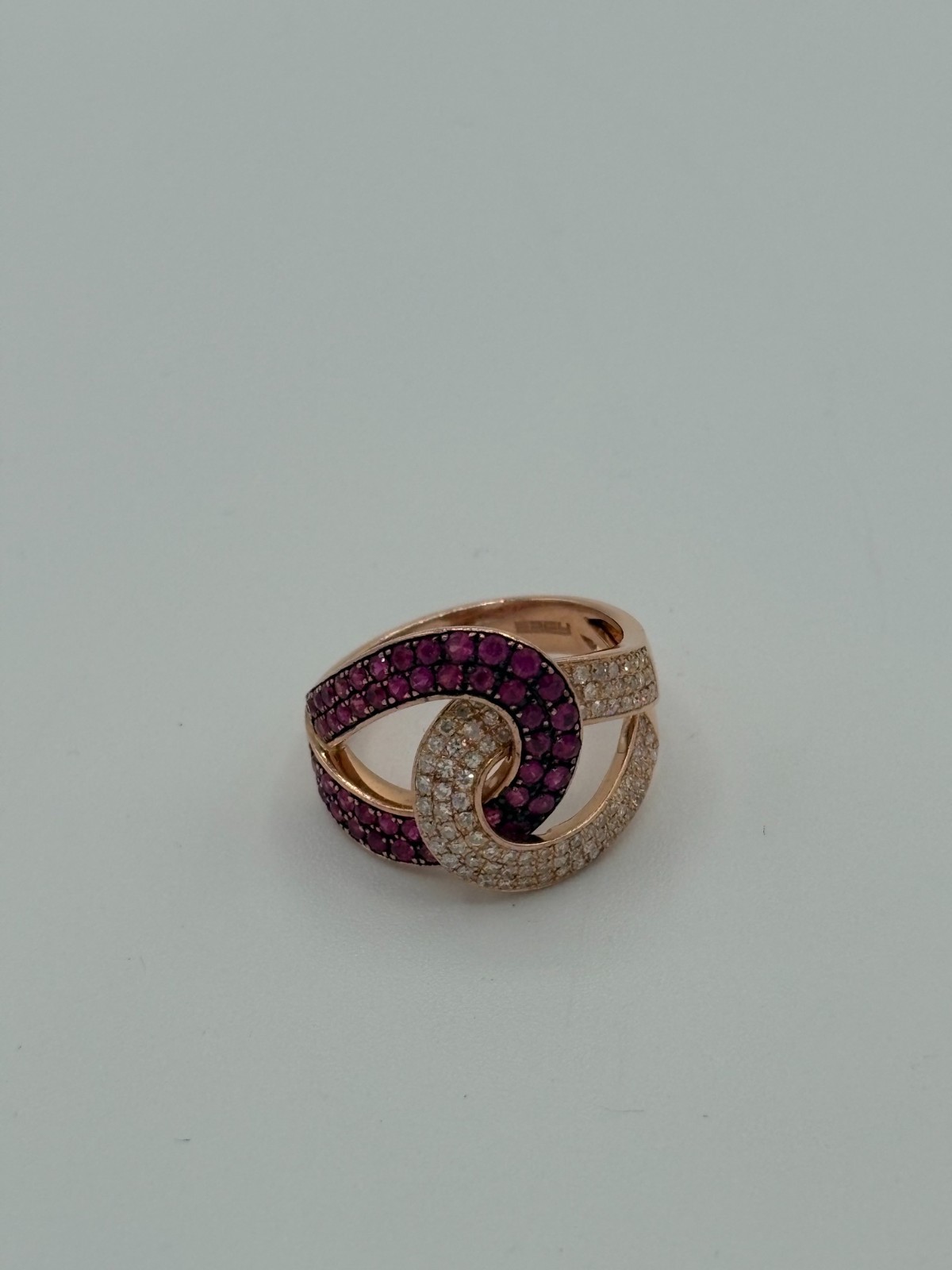 14k Rose Gold EFFY Natural Ruby & Diamond Ladies Amore Band Ring 5.6g Size 7.5