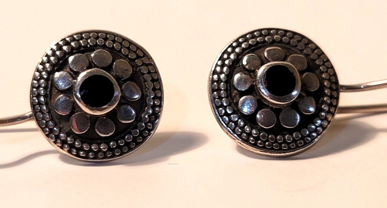 Black Onyx Boho earrings, stamped 925 sterling silver dangle drop earrings