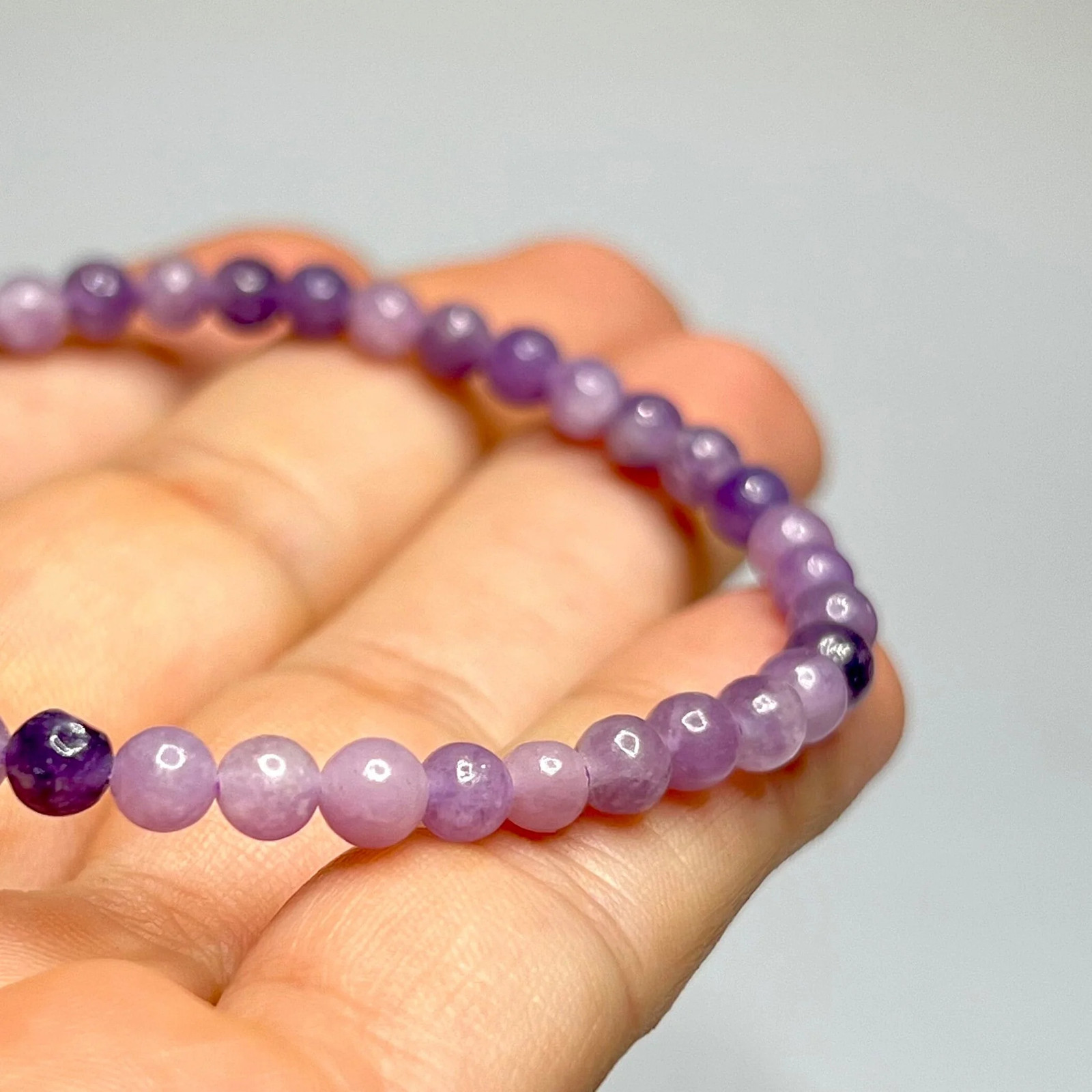Lepidolite Crystal Bracelet: Handmade Gemstone Beaded Bracelet