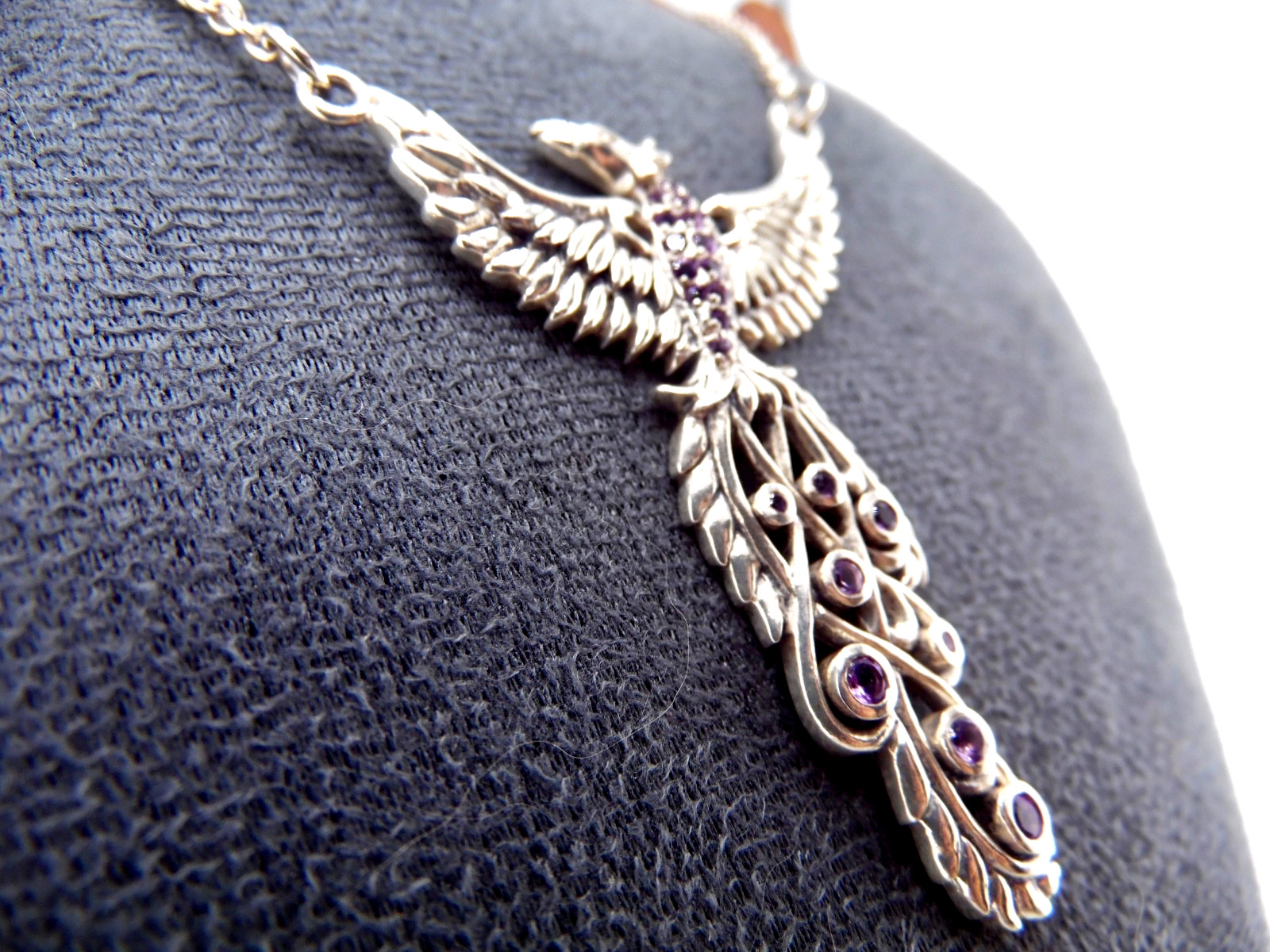 Peter Stone Sterling Phoenix Necklace Pendant “Honor Thy Flying Phoenix” 925