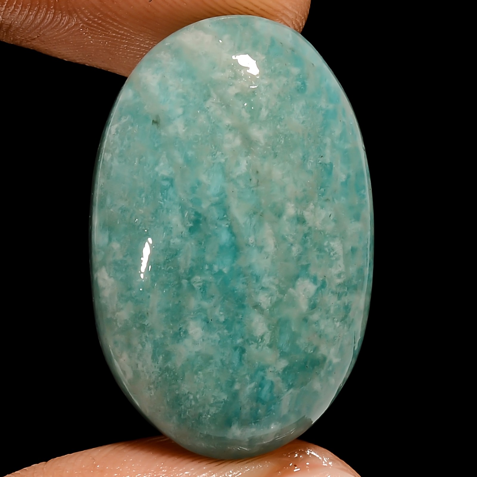 100% Natural Amazonite Oval Shape Cabochon Loose Gemstone 30 Ct 27X18X7mm UG1580
