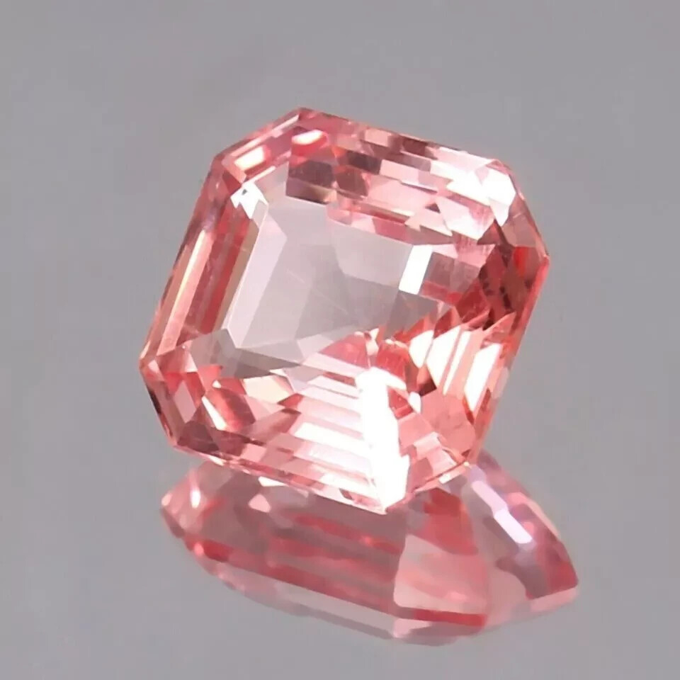 Padparadscha Sapphire Unheated Natural Ceylon 10-12Ct Asscher Cut Loose Gemstone