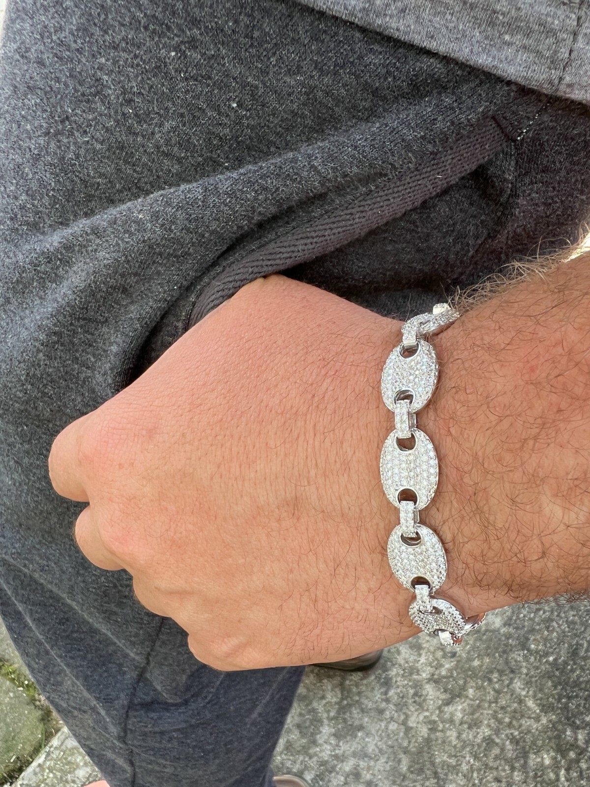 ICED Moissanite Gucci Link Bracelet 12mm Hip Hop 925 Silver Pass Diamond Tester