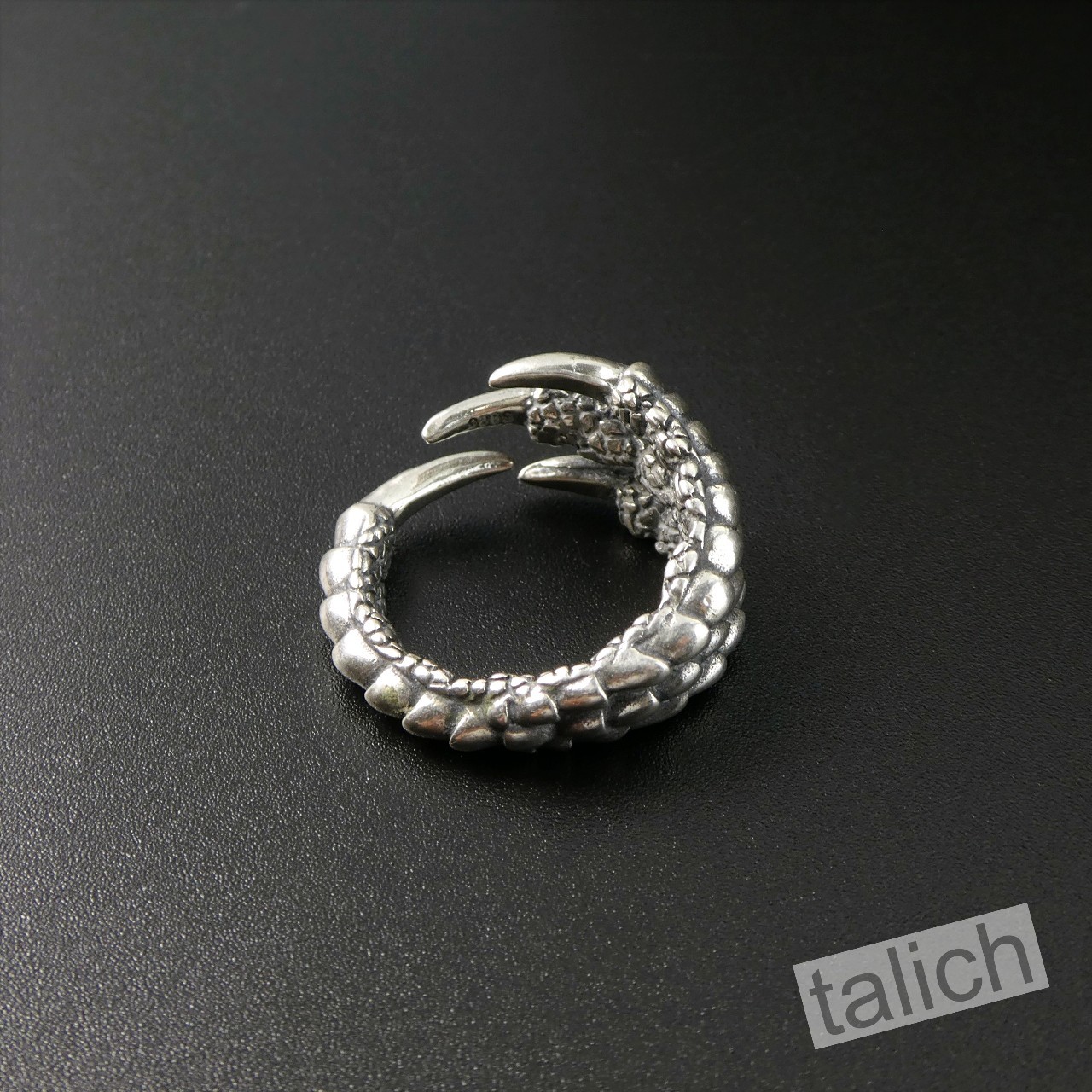 Heavy Solid 925 Sterling Silver Eagle Dragon Claw Large Wrap Ring Adjustable