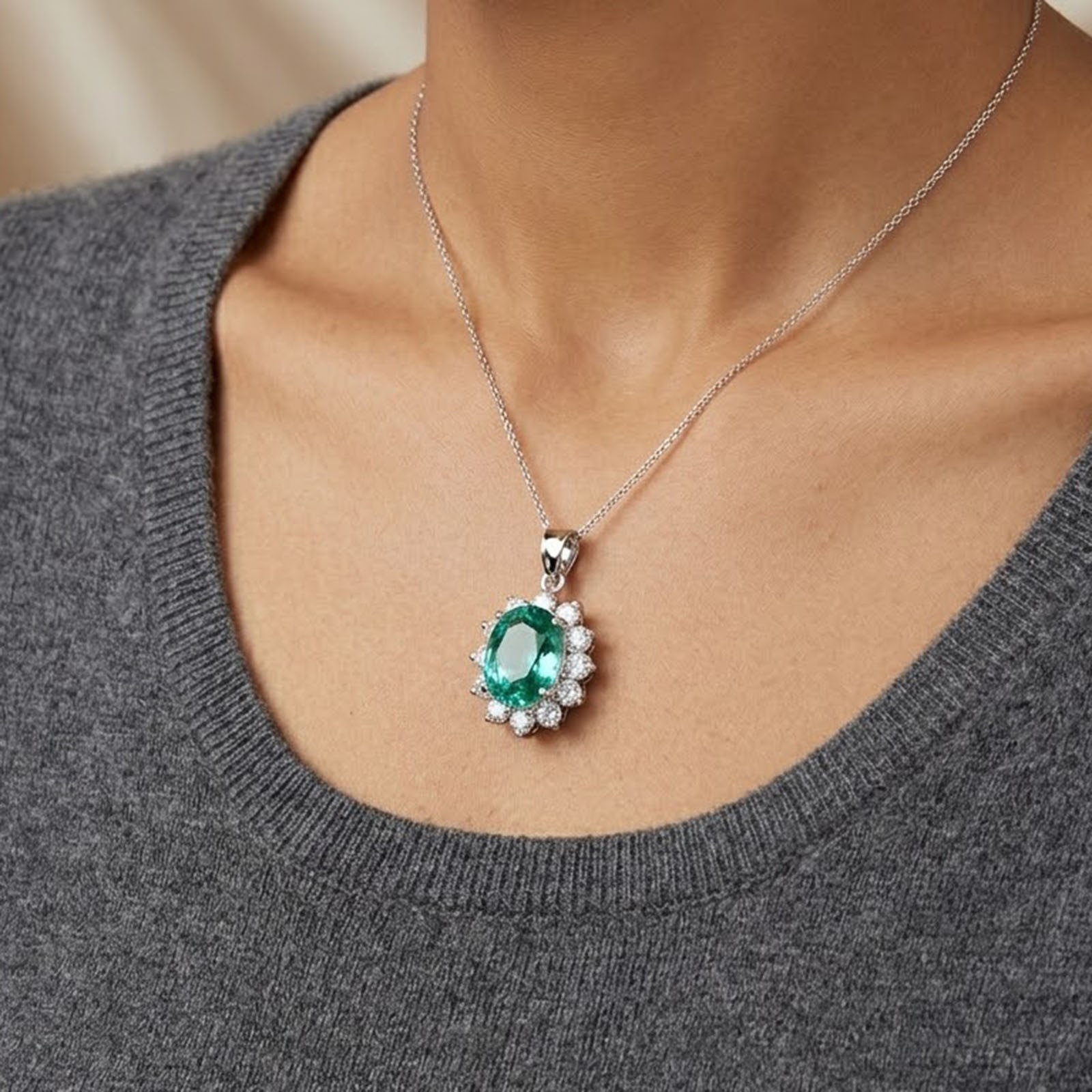 Mint Green Paraiba Tourmaline 6.45Ct 925 Sterling Silver White Gold Pendants