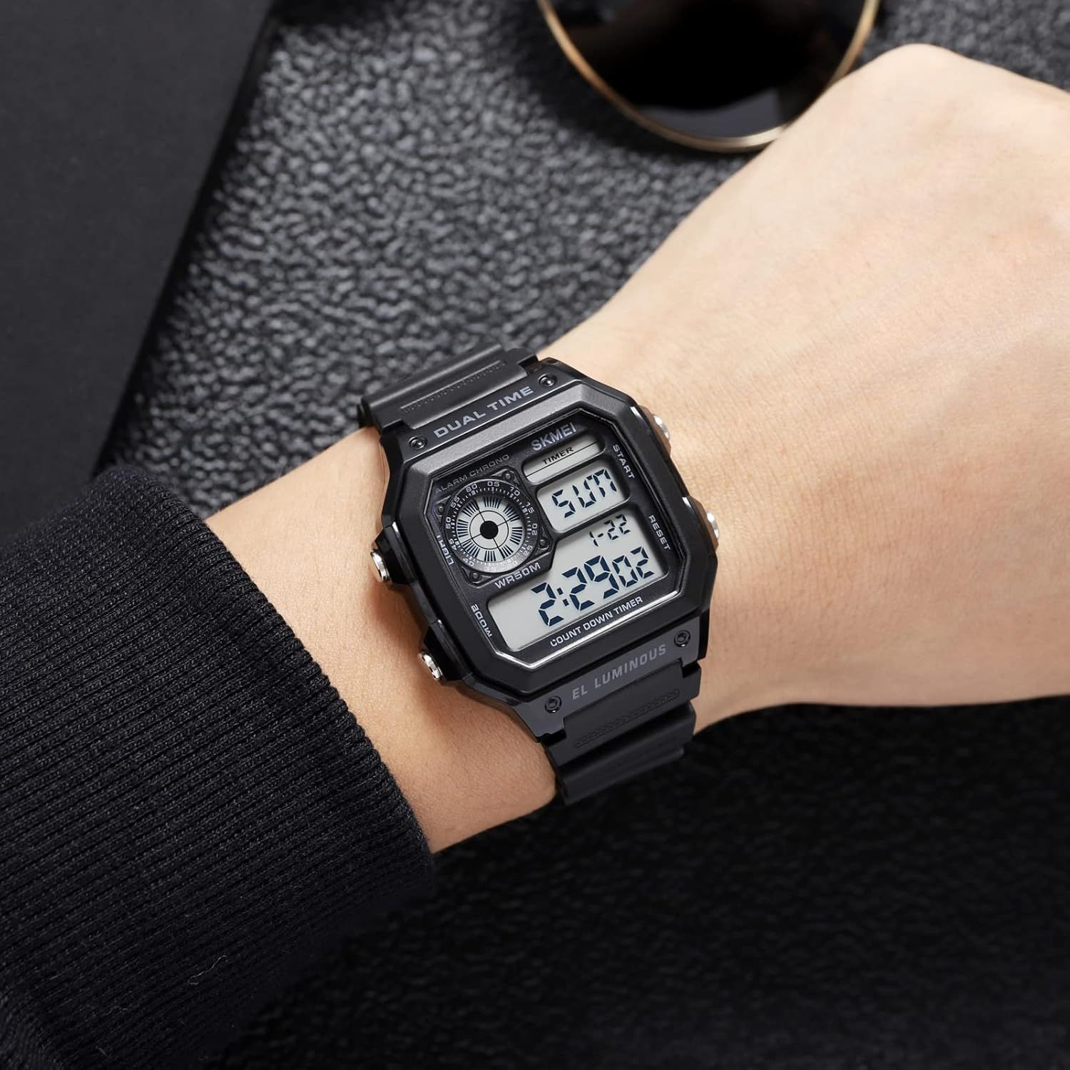 Reloj Para Hombre Skmei Resistente Al Agua Acero Inoxidable Hora Mundial Negro