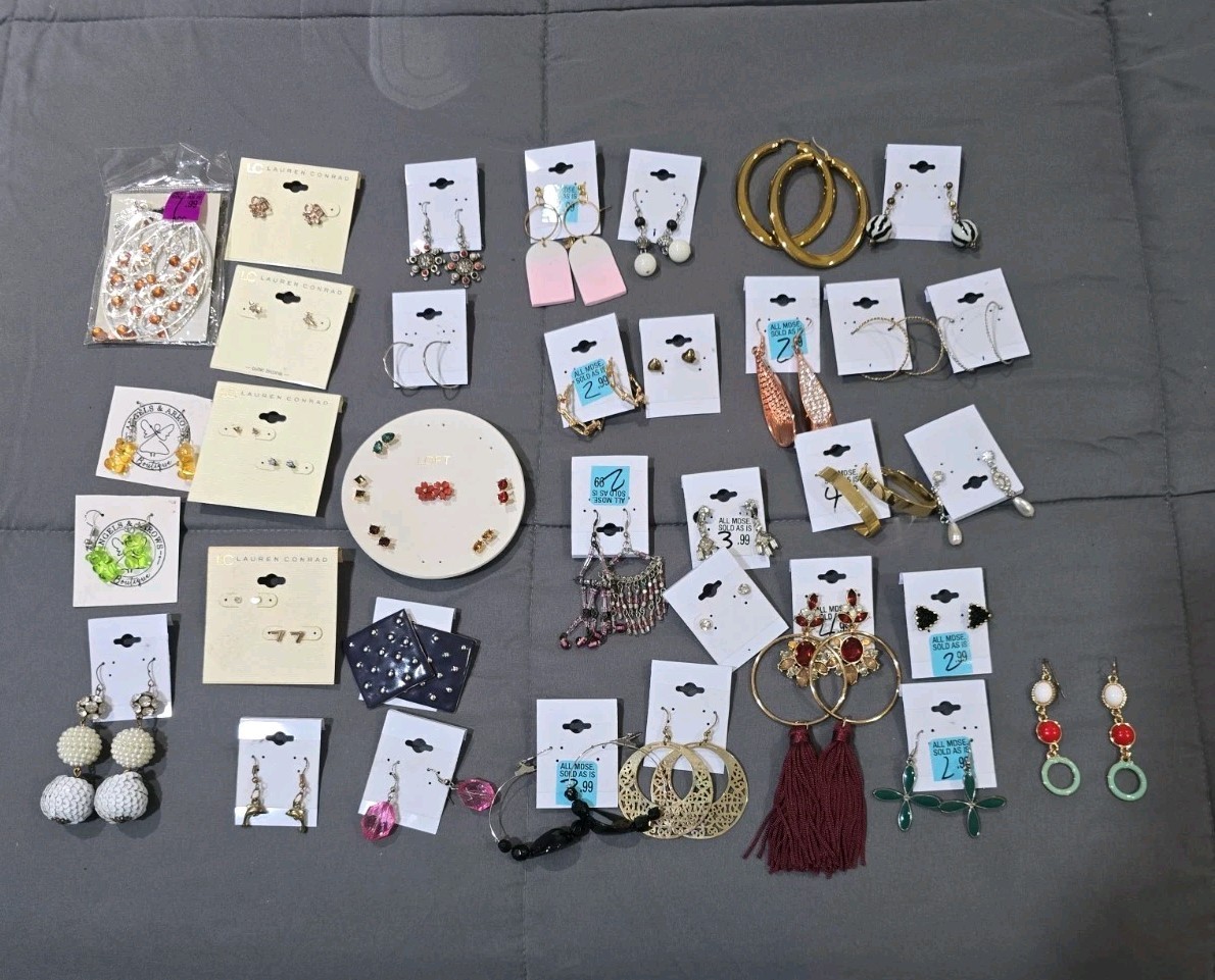 Huge Earrings Lot 42 Pr, 14 Rings Reseller Lot.
