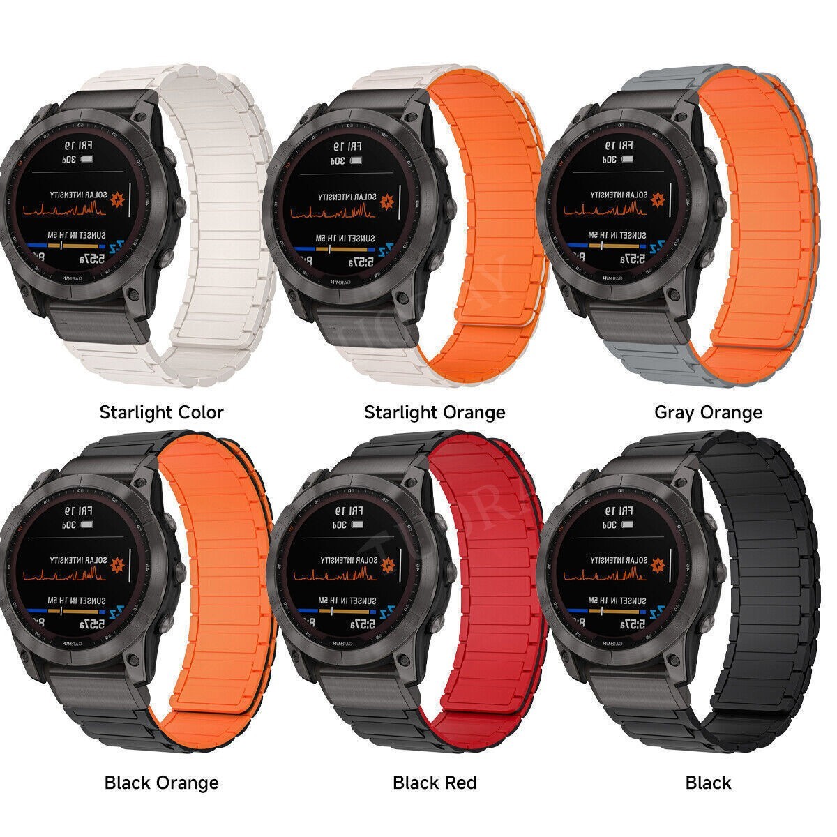 26mm Magnetic Silicone Loop Strap for Garmin Band Fenix 8 51mm 7X Pro 6X 5X Plus