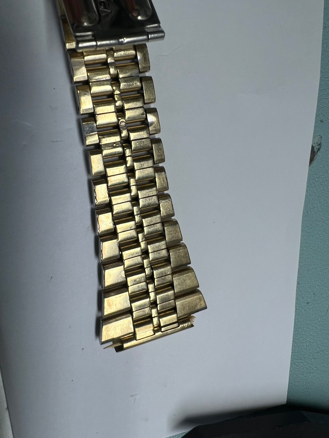 63 . omega 1163 endlink 20 mm 702 gold plated bracelet 15.5 cm