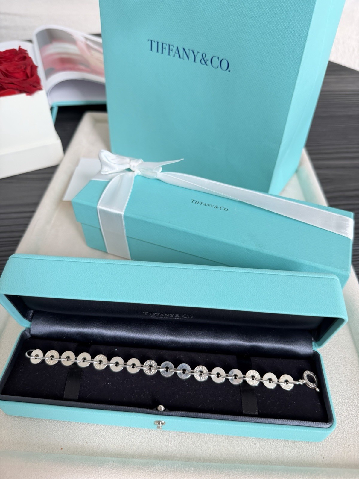 Tiffany & Co. 1837 Sterling Silver Circle Link Bracelet Medium 7.25”