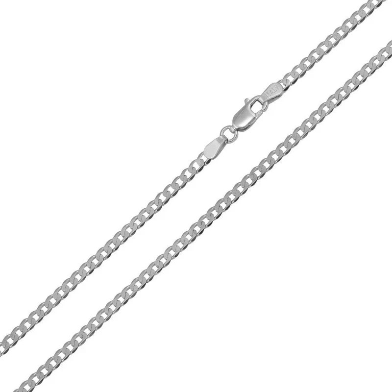 2mm Sterling Silver Rhodium Plated Super Flat Curb Chain Necklace – Italy