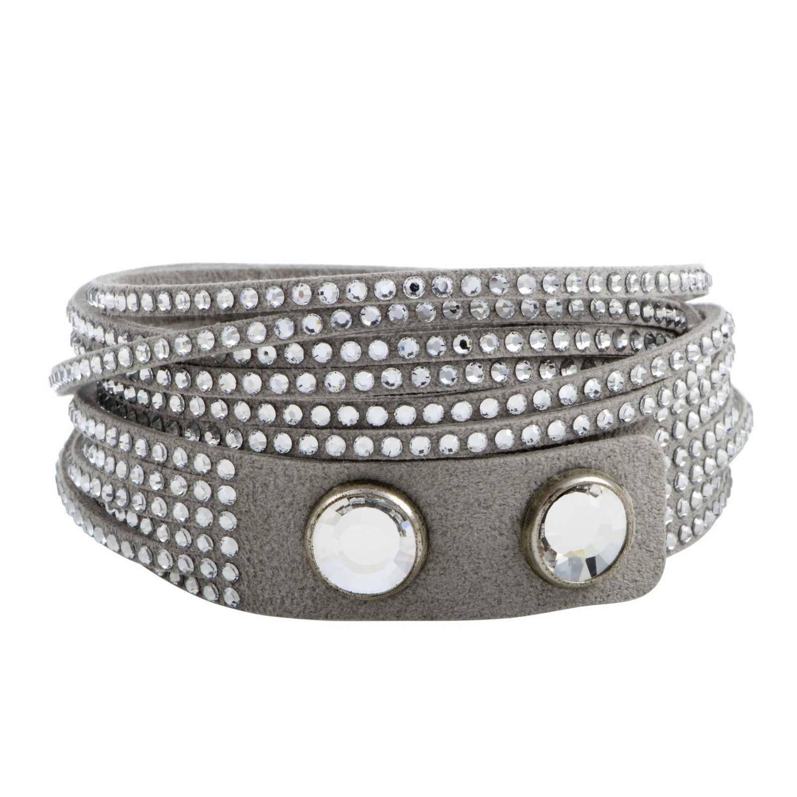 Swarovski Slake Grey 2 in 1 Suede Wrap Bracelet 5181989 M Medium 5181989-M
