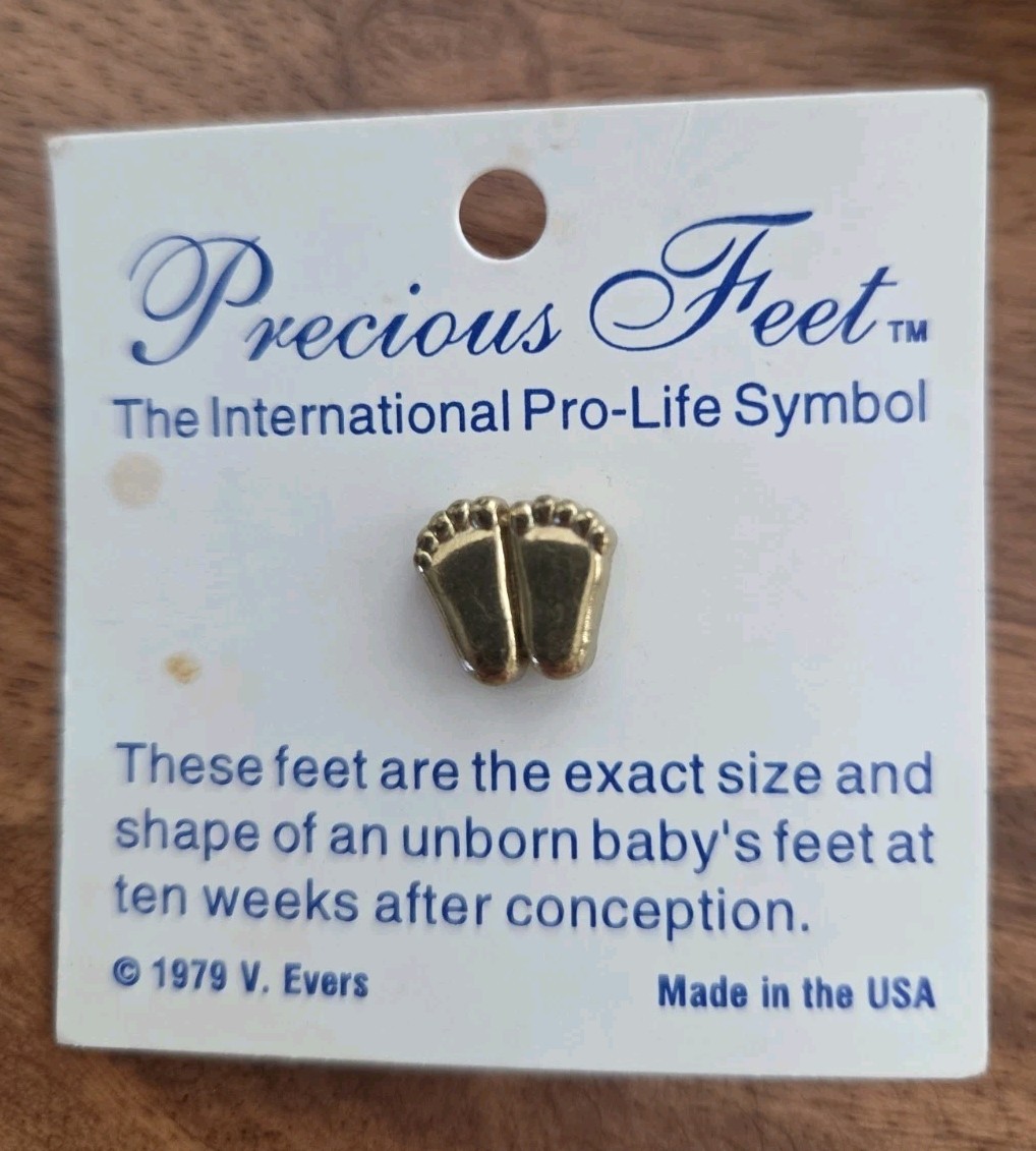 Precious Feet Pro Life 10 Week Unborn Baby Feet Lapel Pin Tie Tack