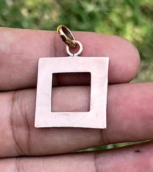 Pure Copper Square Pendant | Geometric Charm, Minimalist Design, Unisex Pendant