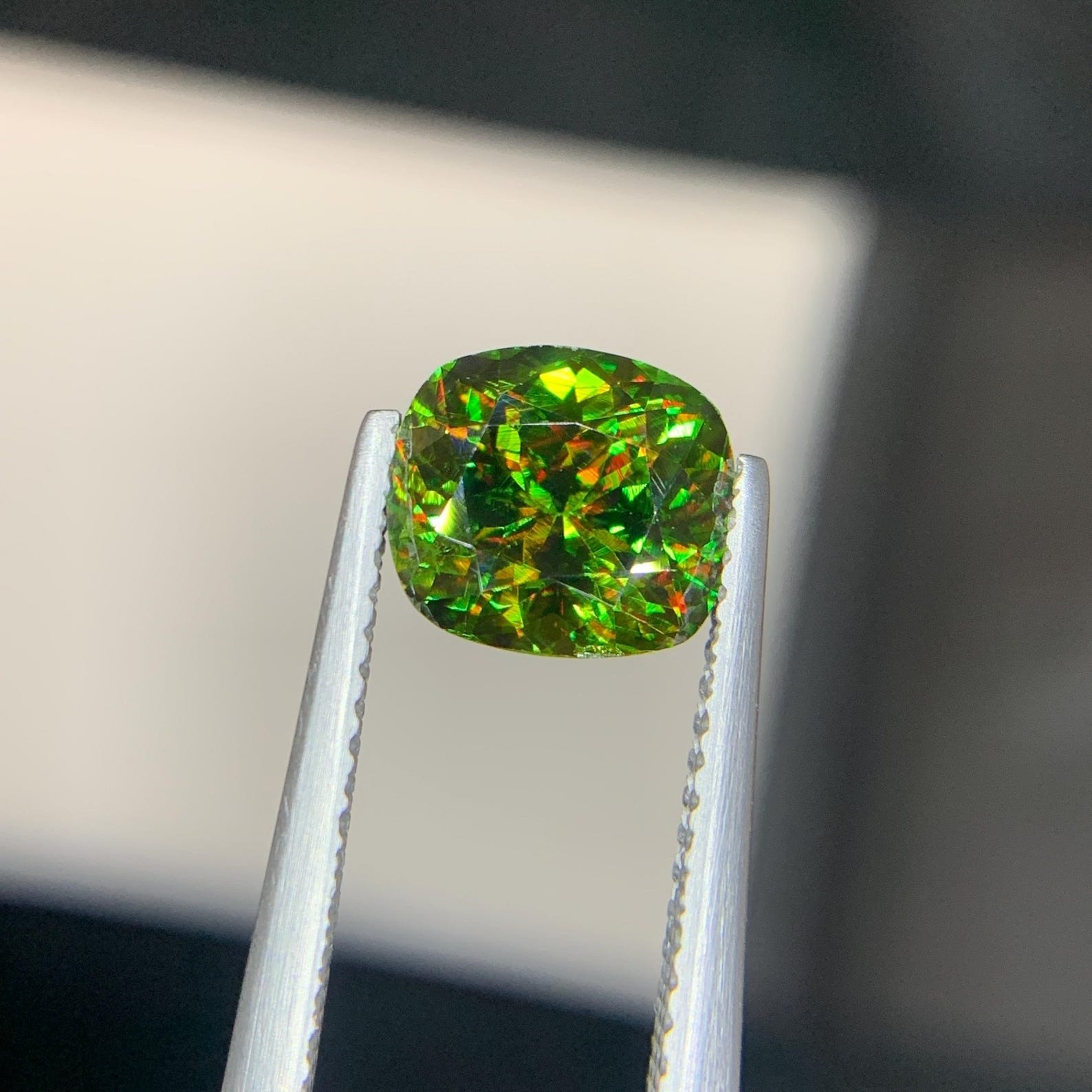 Natural 5 Ct Full Fire Chrome Sphene Cushion Cut From Skardu Pakistan Gemstone