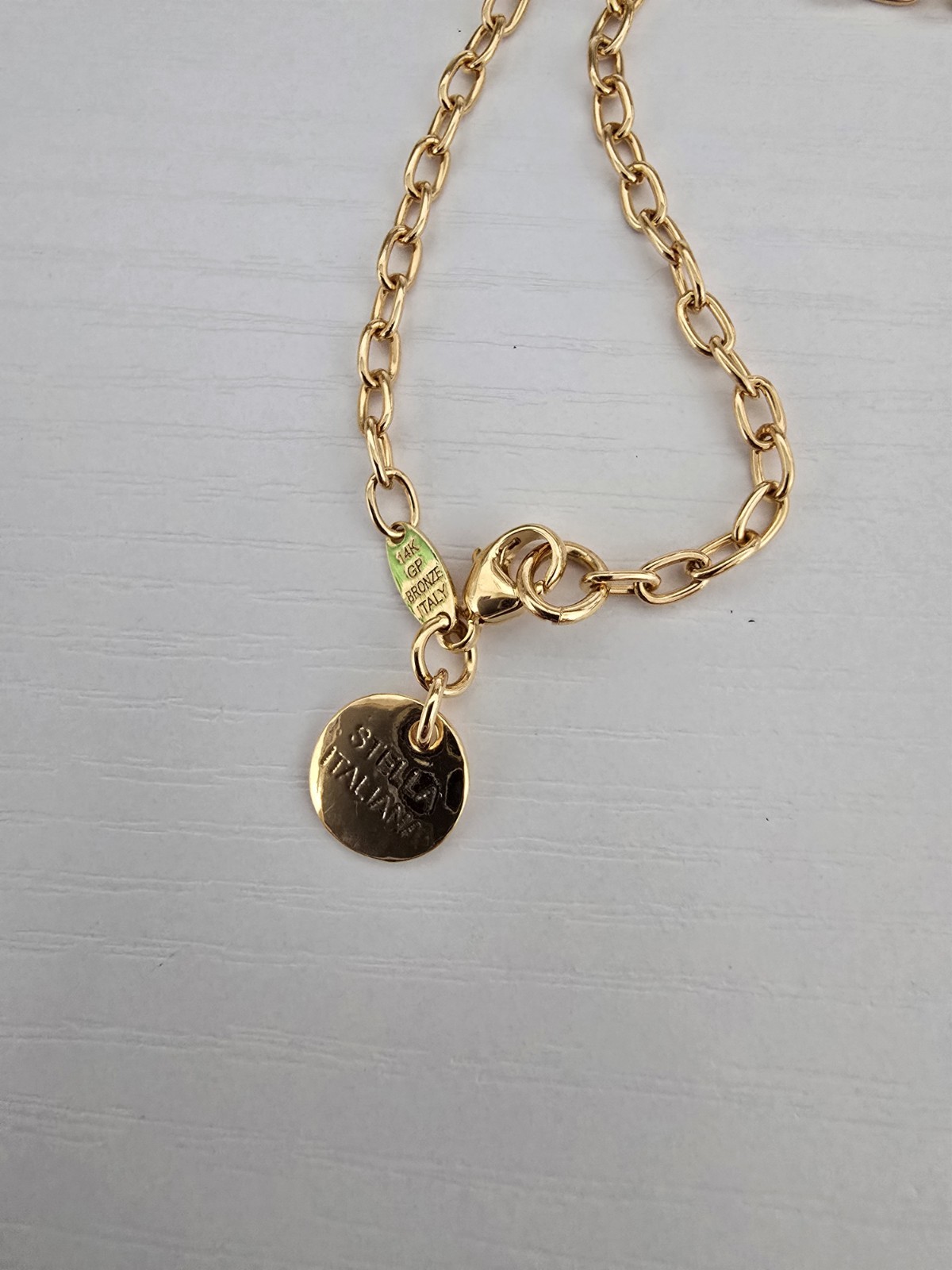 Italy Stella Italiana 14K GP Bronze Circle of Love Large Pendant Necklace 24g