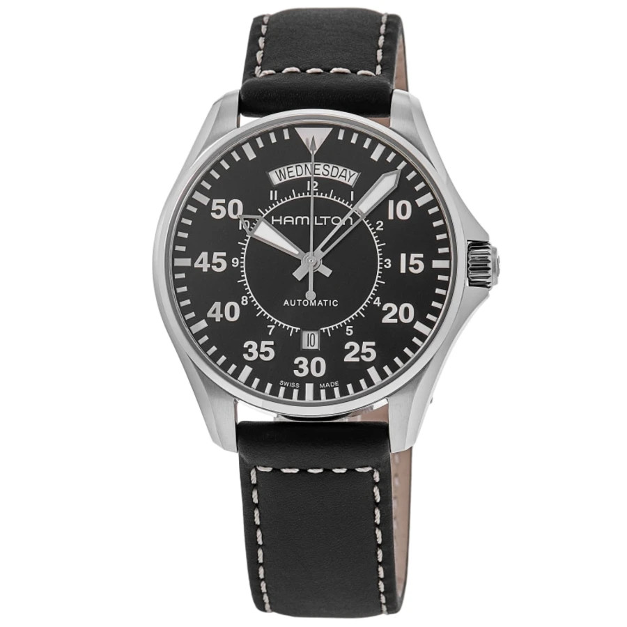 New Hamilton Khaki Aviation Pilot Day Date Auto Black Men’s Watch H64615735