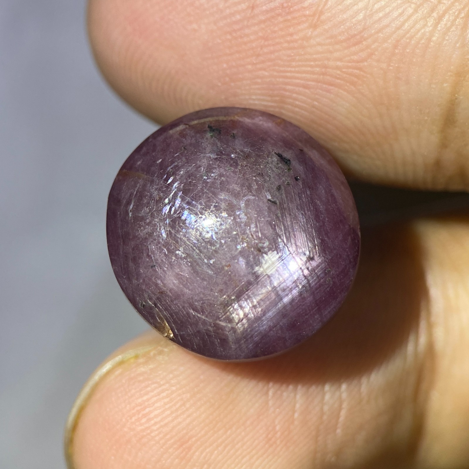 26.58ct Natural Star Ruby 6 Rays Oval Purple Red Cabochon Gem From Kashmir