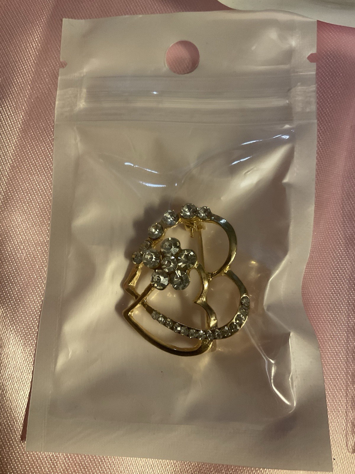 Fashion Jewelry Lot of 3 Gold Tone Metal Rhinestone Crystal Brooch Pins Flower