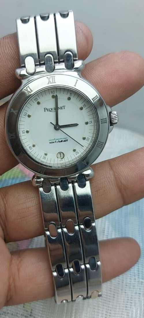 Pequignet Watch U.A.E Gifted Dial All Steel Mens Quartz 37mm Sapphire Crys Swiss