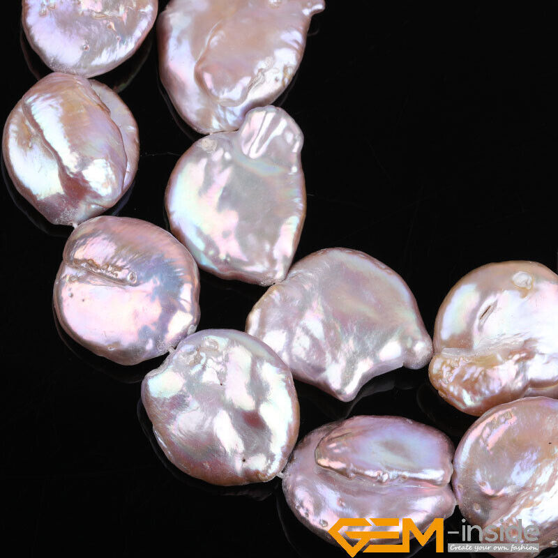 AAA Natural Baroque Big Nucleated Edison Coin Pearl Beads For Jewelry Making 15″