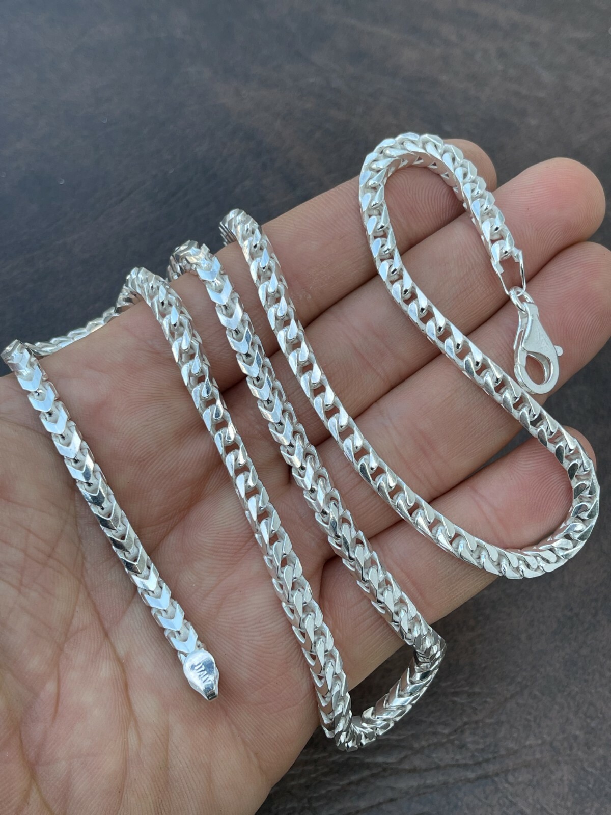 Solid 925 Sterling Silver Franco Chain 5mm Thick Hip Hop Mens Necklace 18-30″