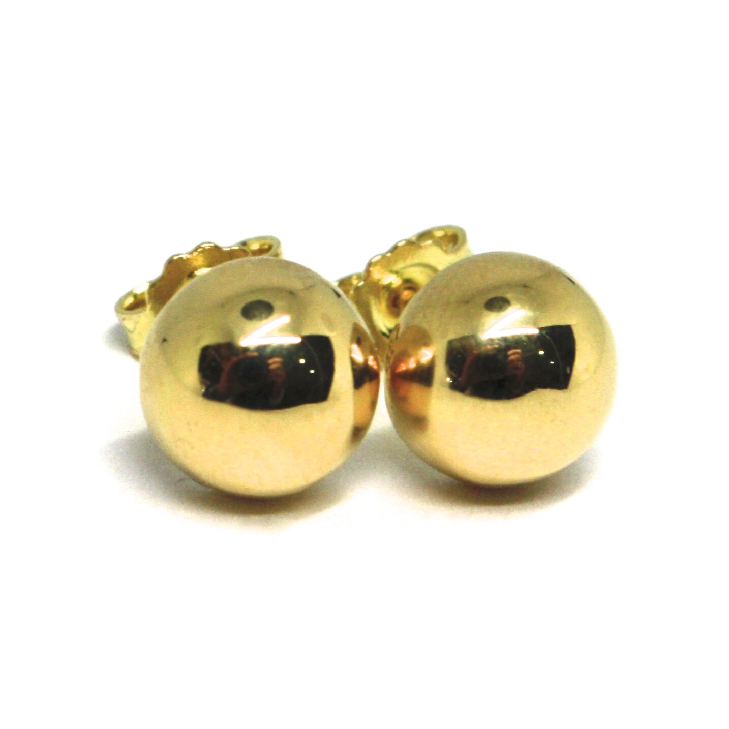 18K YELLOW GOLD EARRINGS, HALF SPHERE, DIAMETER 8 MM, 0.31″, MADE IN ITALY