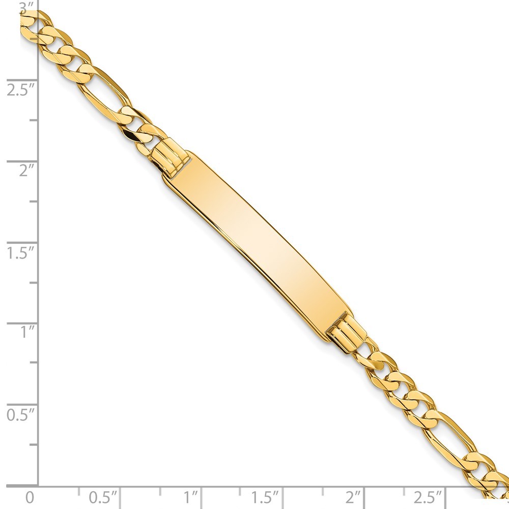 14k Yellow Gold Solid Chain/ Plate Flat Figaro Link 33.5x7mm Plate Bracelet 8″