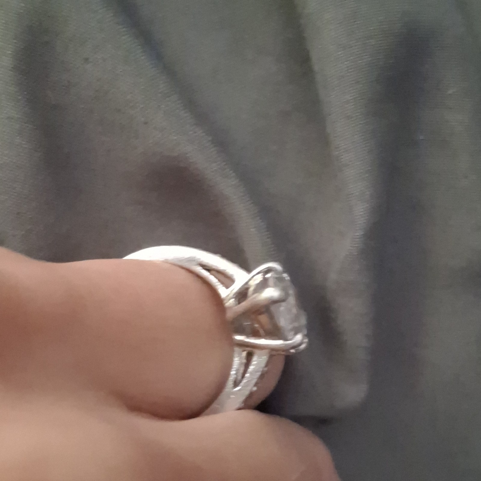 925 Sterling Silver Marquise White Cubic Zirconia Prong Ring Size 7 Signed