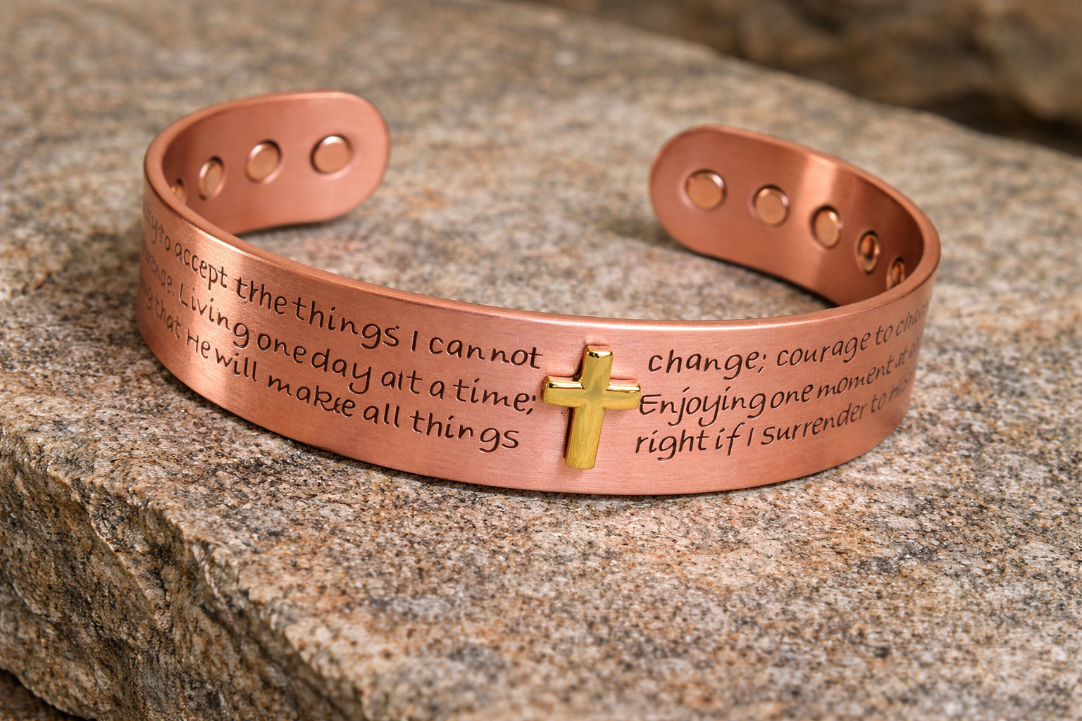 Cross Prayers Pure Copper Magnetic Bracelet Arthritis Pain Therapy Energy Cuff