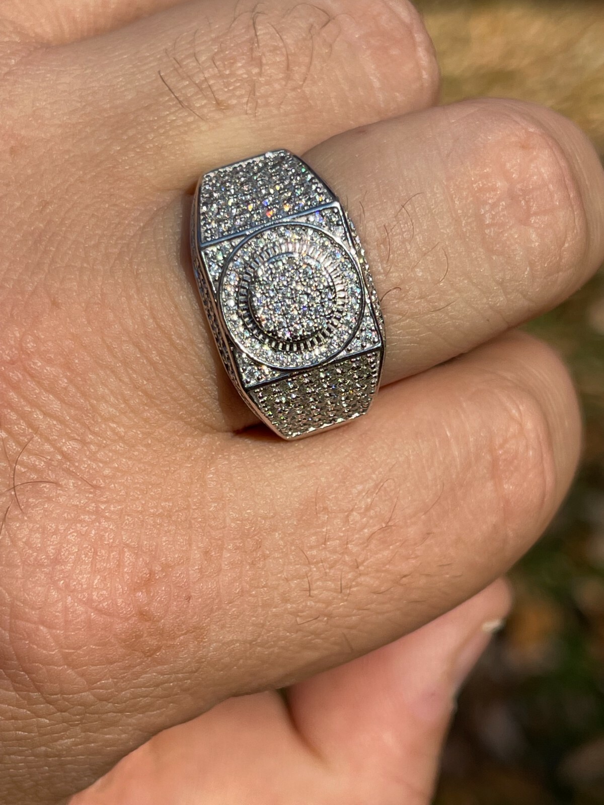 Real 925 Silver Mens Hip Hop Square Iced MOISSANITE Ring – Passes Tester W. GRA