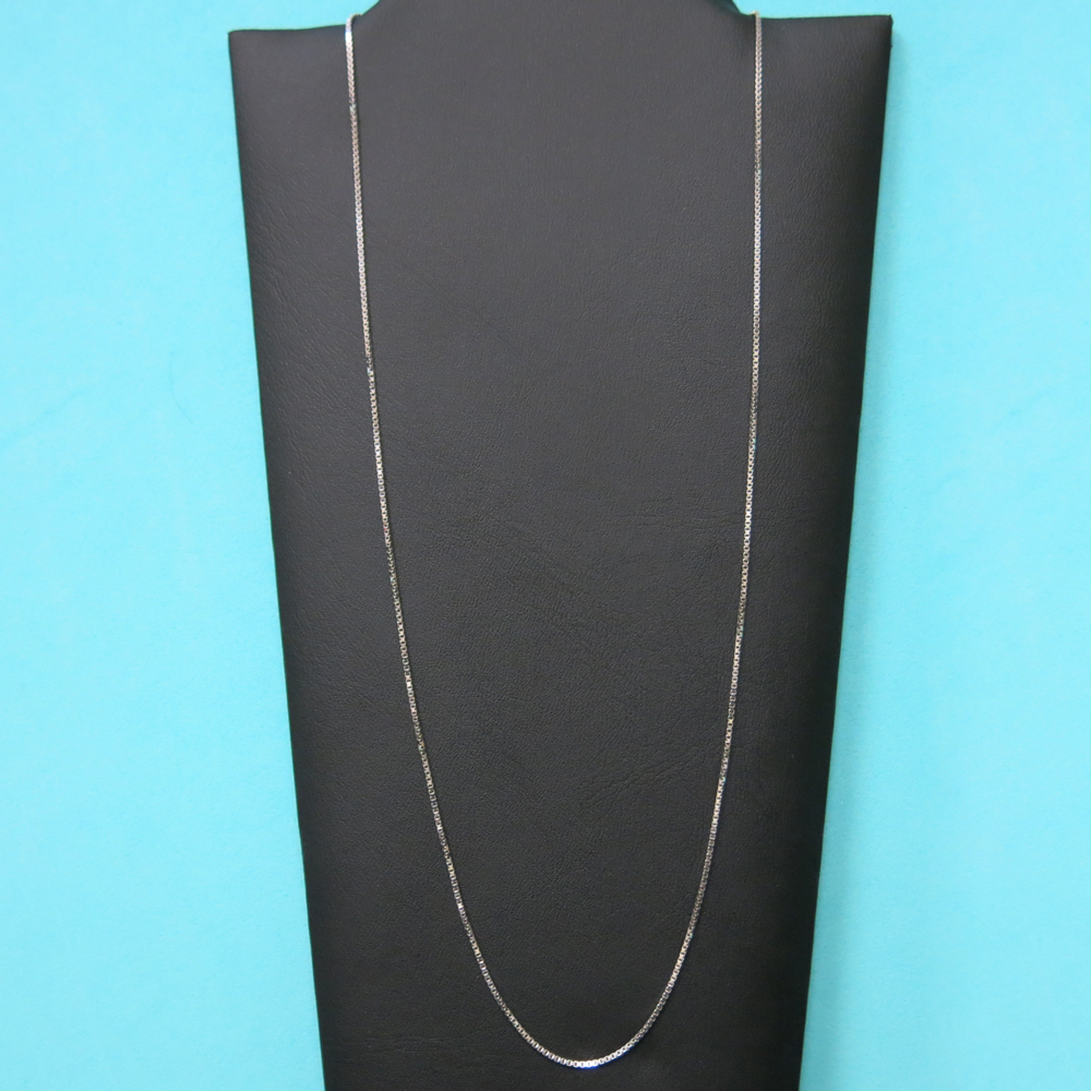 925 Sterling Silver Rhodium Finish Diamond Cut Box Chain Necklace .925 Italy