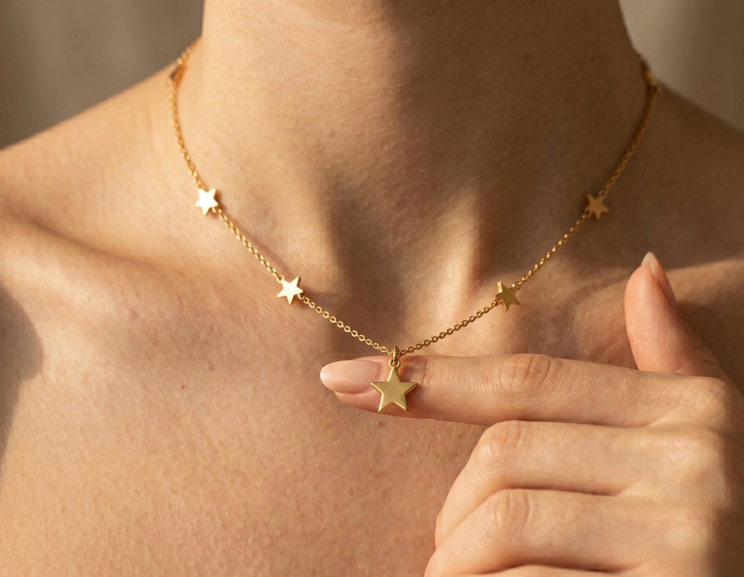 S925 Sterling Silver Multi Star Necklace, Dainty Charm Star Chain Necklace