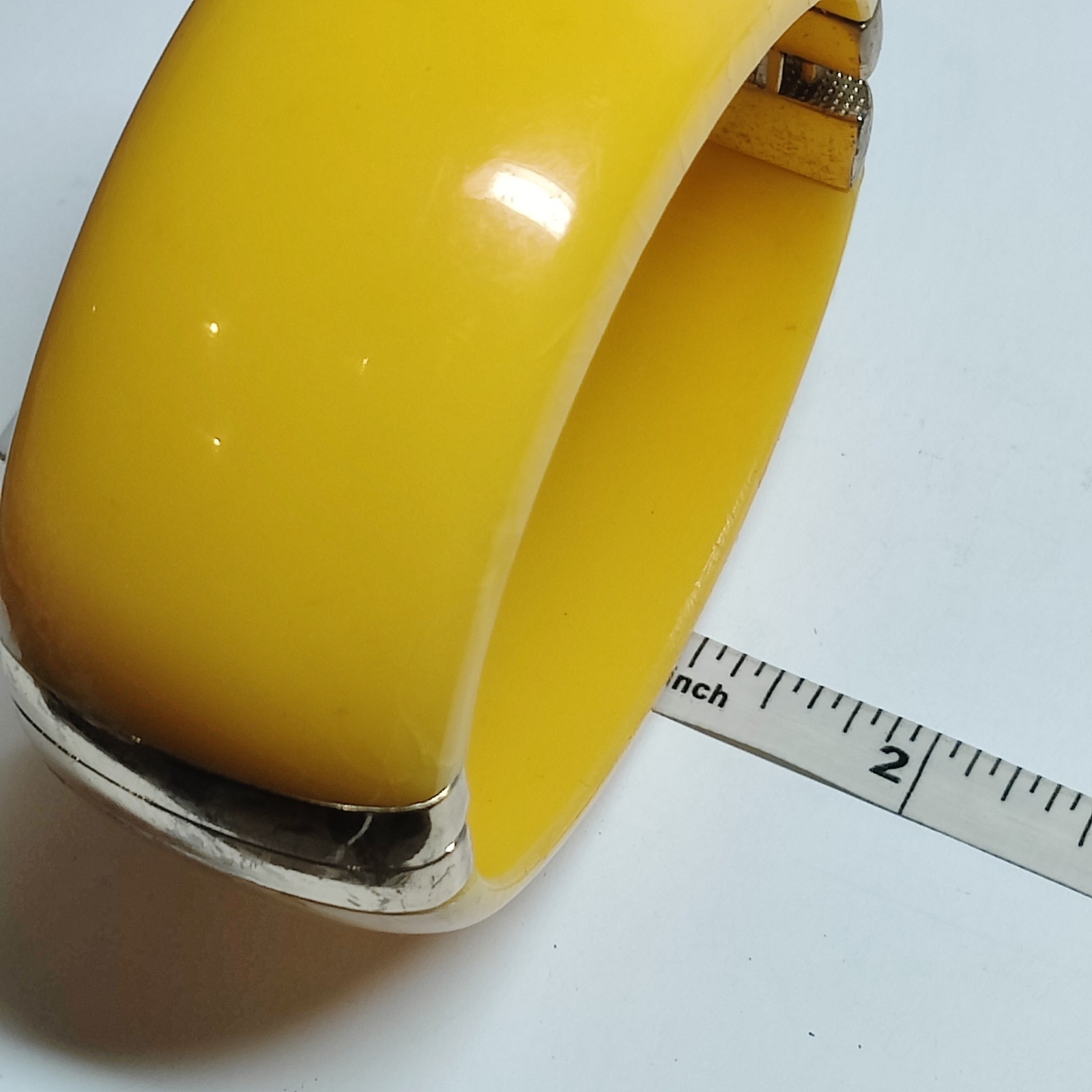 Retro Yellow Lucite Acrylic Clamper Bracelet & Post Style Huggie Earrings