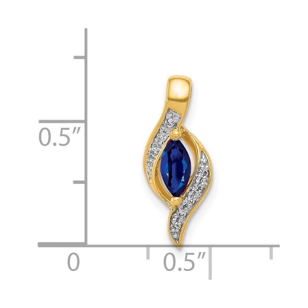 14k Yellow Gold Diamond and 0.29 Marquise Sapphire Chain Slide Pendant