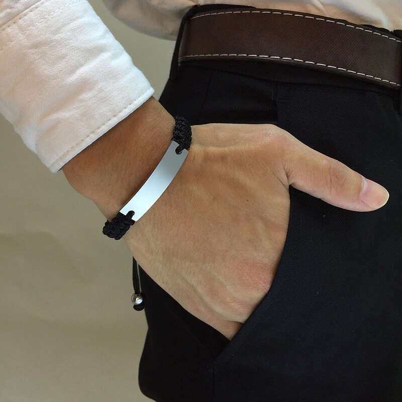 Personalized Medical Alert ID Men’s Bracelet Braided Rope Daily Wear Classic