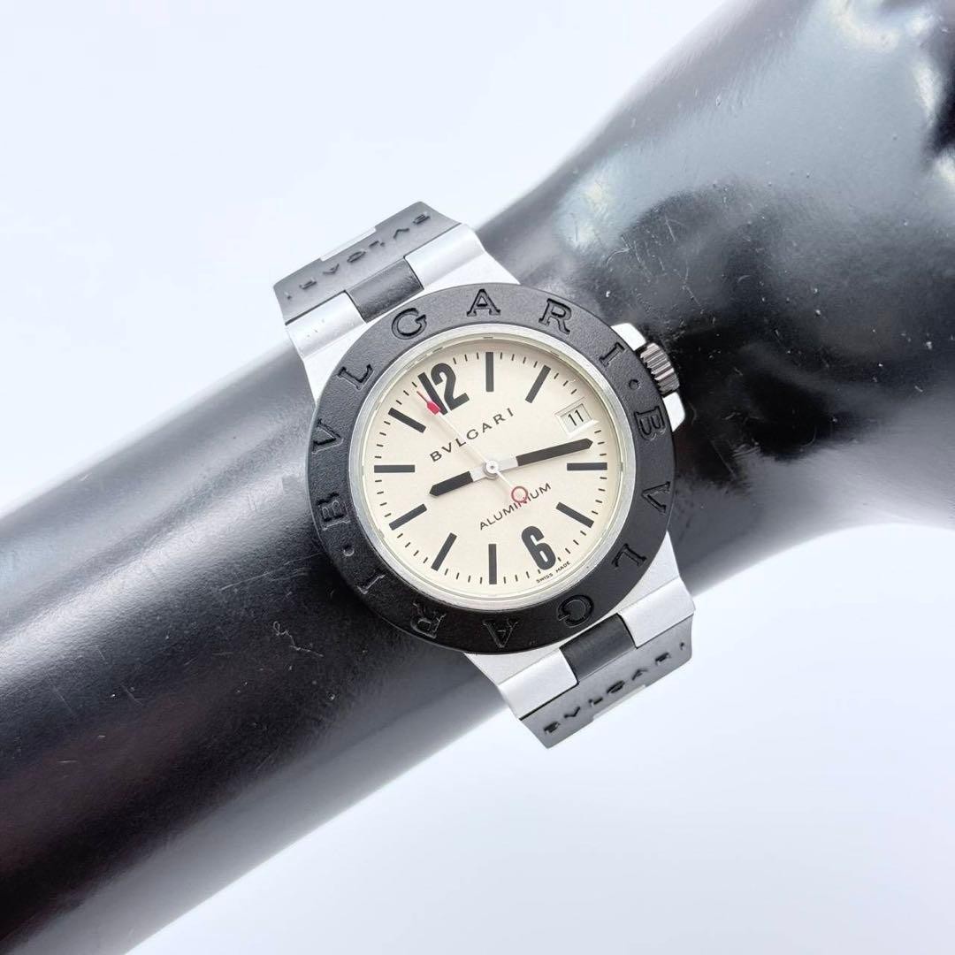 Bvlgari AL38A Automatic Aluminum Men’s Watch White Date Japan 0711936