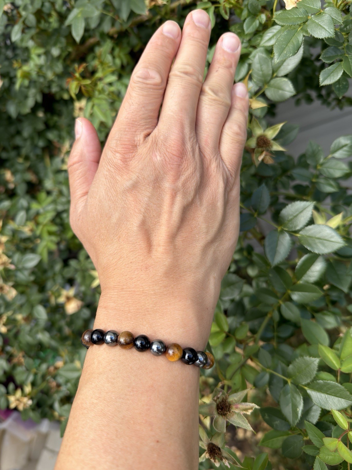 6 Pcs Protection Natural Crystal Healing Stretch Bracelets 8mm 7.5″